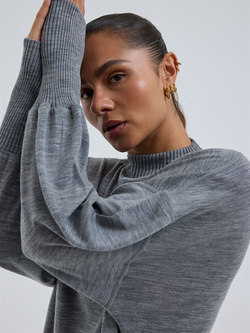 SEAMLESS BASIC ONE SIZE WOOLEN SPORTY SWEAT GREY MELANGE